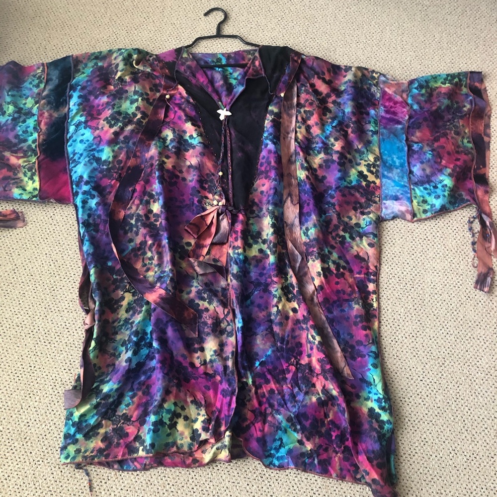 Hand painted silk caftan